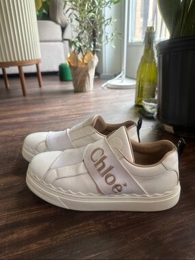 Chloé White & Beige Slip-On Sneakers